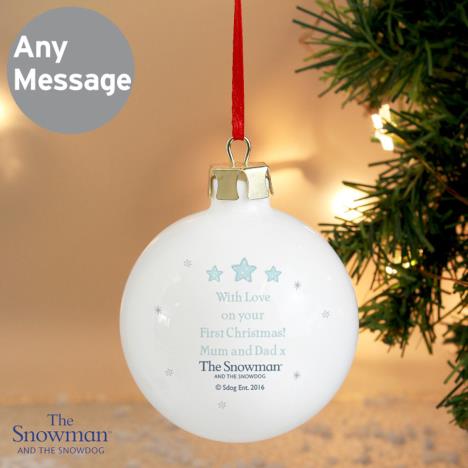 Personalised The Snowdog My 1st Christmas Blue Bauble Extra Image 2